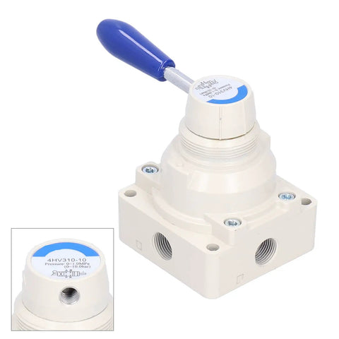 Industrial Pneumatic Rotary Lever Air Hand Valve With Compact 3 Position 4 Way Flow Control, Model 4HV310