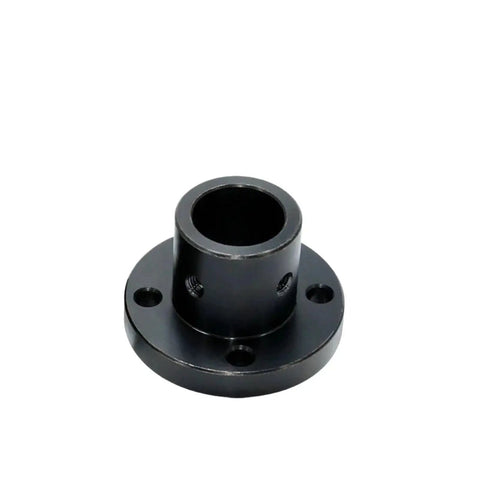 Heavy Duty Long Sleeve Circular Flange Mounted Shaft Support For Linear Motion Systems, black steel, round flange mount.