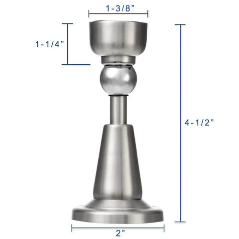 DS002 Stainless Steel Modern Soft Catch Magnetic Door Stop Wall Mount In Brushed Satin Nickel, front view with dimensions.