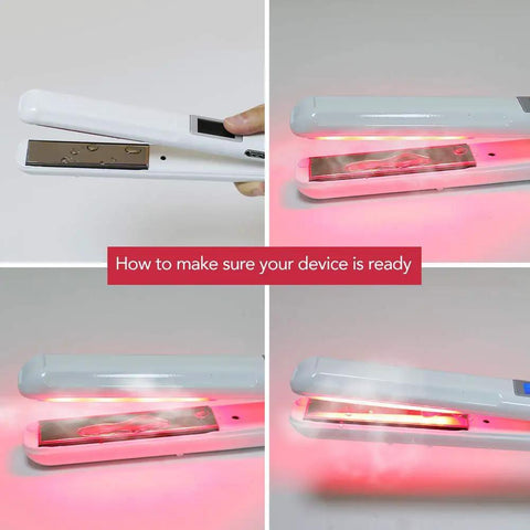 Ultrasonic Infrared Hair Straightener with LCD Display showing infrared and cold iron technology in use.