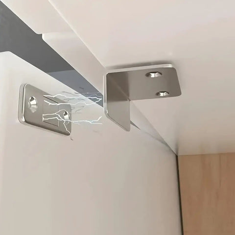 Ultra Thin Magnetic Door Catch With Strong Adhesive No Drill Install showing magnetic connection detail