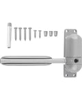 Compact Mini Automatic Spring Door Closer Set In Gray Finish With Adjustable Stopper For Indoor And Outdoor Doors No Fuss Auto Close
