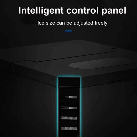 Portable Countertop Ice Maker Machine 11kg Black Electric Nugget Ice Maker With Auto Clean and Big View Window, intelligent control panel for customizable ice size.