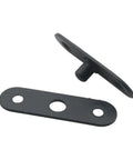 Heavy Duty Rock Solid Black Stainless Steel Pivot Hinges With Screws And Metal Brackets For Doors Windows And Cabinets Provides Smooth 360 Degree Swivel Motion, featuring two black stainless parts.