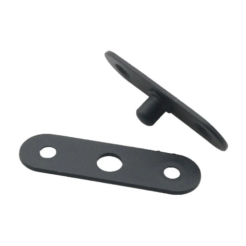 Heavy Duty Rock Solid Black Stainless Steel Pivot Hinges With Screws And Metal Brackets For Doors Windows And Cabinets Provides Smooth 360 Degree Swivel Motion, featuring two black stainless parts.