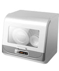 Smooth Operator Countertop Dishwasher With Three Reliable Wash Cycles Heated Dry Setting And Rotating Spray For Sparkling Dishes, compact design with plates inside.