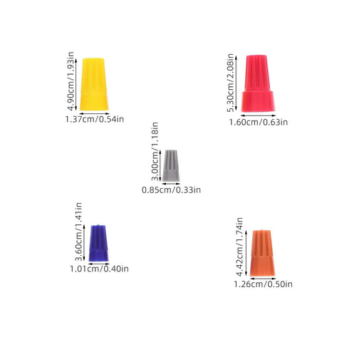 Solid HAKIDZEL 158 Piece Electrical Wire Caps Assortment Kit With Spring Terminal Nuts For Quick Outdoor Wiring And Perfect Electrical Box Connections To Secure Your Circuits Without Any Drama Or Loose Wires. Assorted color wire caps with sizes shown
