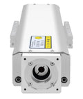 Rock Solid Linear Module Stage Featuring A Buttery Smooth 20mm Ballscrew Rail And High Precision Linear Guides For Nema 32 close-up of linear motion drive with safety warning.