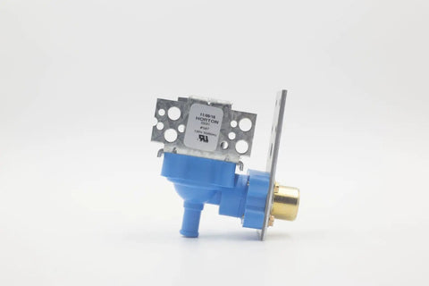 Side view of Beefy 115 Volt Water Inlet Valve Replacement 7601123 76 0112 3 for ice makers, showing metal and plastic components.