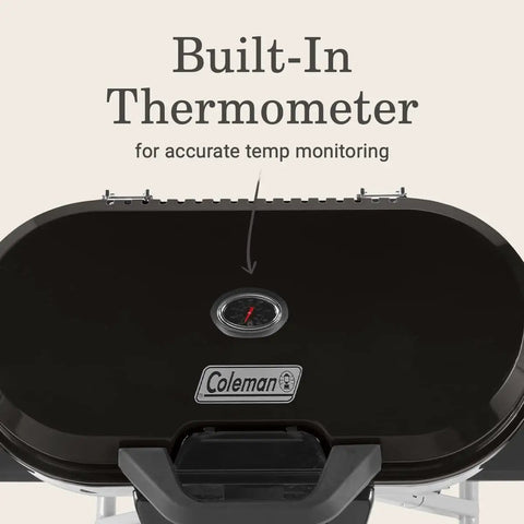 RoadTrip 285 Portable Stand Up Propane Grill with built-in thermometer for outdoor cookouts, camping, tailgating, BBQs