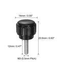 M3 x 12mm knurled thumb screw with 14mm round plastic head, part of 20 Pack M3 X 12mm Knurled Thumb Screws Clamping Knobs