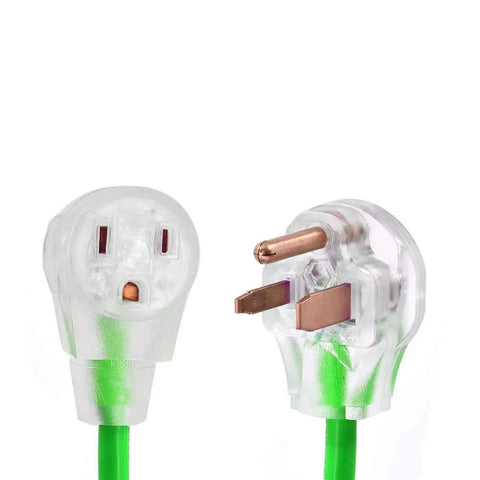 Heavy Duty Welder Extension Cord 50 Ft 8 Gauge 6-50 Plug 250V NEMA 6-50 With Lighted End ETL Listed UL Approved close-up plug