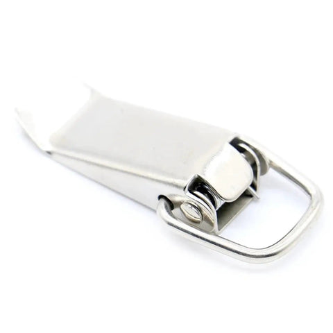Spring Loaded Cabinet Latch and Toggle Hasp Iron Hardware, 27 by 63 Inches, durable steel box lock, easy install, close-up view