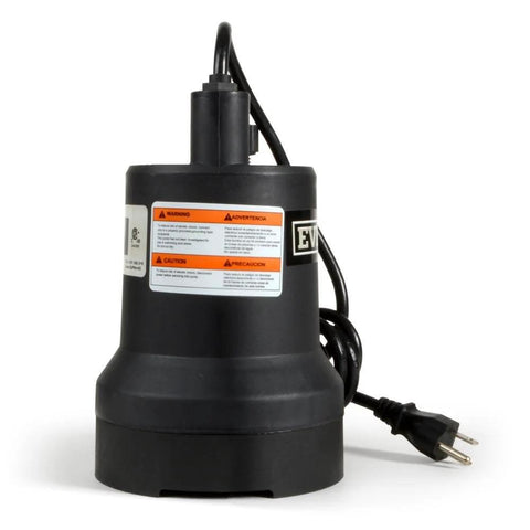 Everbilt SUP54-HD 1/6 HP plastic utility pump with power cord and plug.