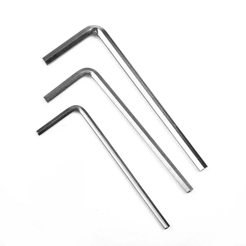 Three L-shaped hex keys from 900 Piece Stainless Steel Screw And Nut Kit With Washers For M3 And M5 Hex Button Head Bolts Nuts And Hardware Assortment