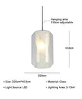 Modern Clear Glass Pendant Light with Marble Pattern Inner Shade, Adjustable Suspended Hanging for Kitchen Island,Warmth, 20cm diameter, 33cm height.