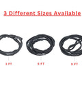 Three black SpanSet truss rigging slings in 3, 6, and 9-foot sizes with SteelTex double-wall polyester jackets and steel cable cores