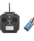 Dope Compact Pro Radio Transmitter with Hall Gimbals ELRS CC2500 16CH alongside 5000mAh battery