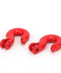 Three Piece RC Car Steel Rope Pulley Lock Sleeve Set for 1 10 Scale Crawlers, Snatch Block Winch Tow Strap Hook Trailer Kit for Gnarly Climbing Action, Durable Steel Construction for Rugged Trails, two red steel lock sleeves
