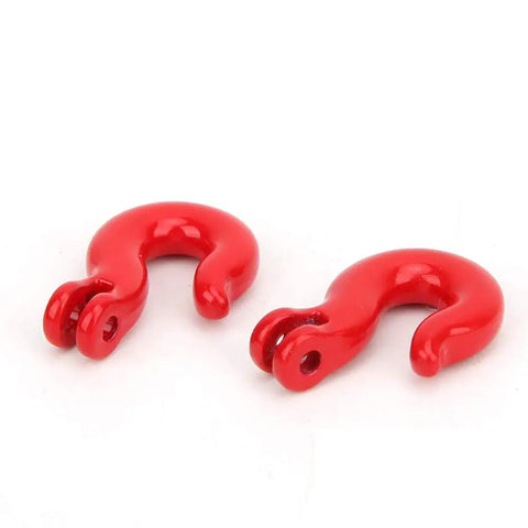 Three Piece RC Car Steel Rope Pulley Lock Sleeve Set for 1 10 Scale Crawlers, Snatch Block Winch Tow Strap Hook Trailer Kit for Gnarly Climbing Action, Durable Steel Construction for Rugged Trails, two red steel lock sleeves