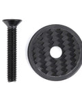 Fresh Carbon Fiber Bike Stem Headset Top Cap Hardware Kit With Hex Bolts, black bowl fork cover plate and hex bolt.
