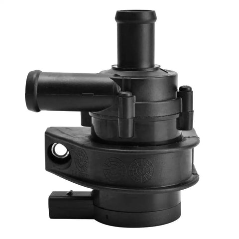 Heavy Duty 12V Electric Inline Coolant Pump 1K0965561J Auxiliary Water Pump For Cars showing side view with outlet hose connection.