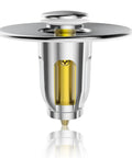Universal Bathroom Sink Stopper With Hair Catcher And Push Up Drain Filter in chrome finish, visible yellow components