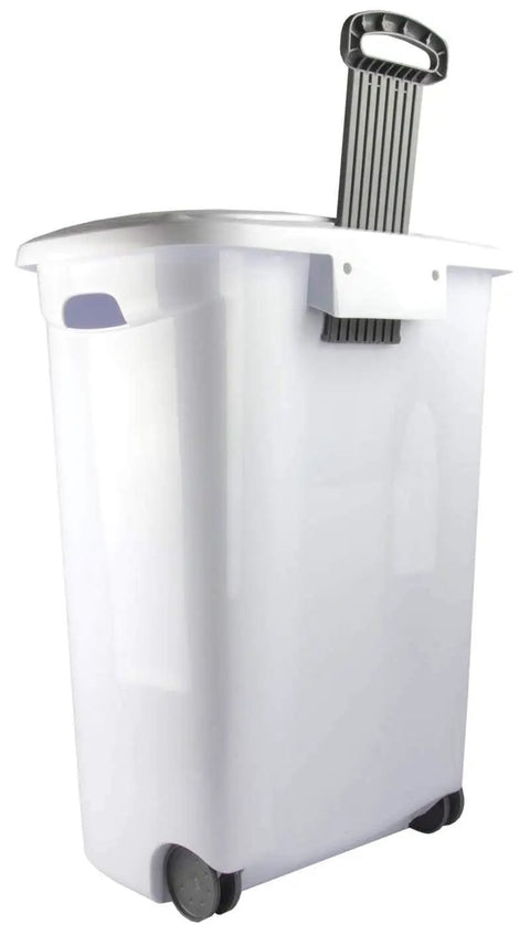 Heavy Duty Wheeled Laundry Hamper With Secure Lid And Smooth Rolling Wheels For No Sweat Hauling Of Dirty Clothes And Towels, Solid White Plastic Build