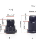 Size comparison of S and L black steel bike rear derailleur screws