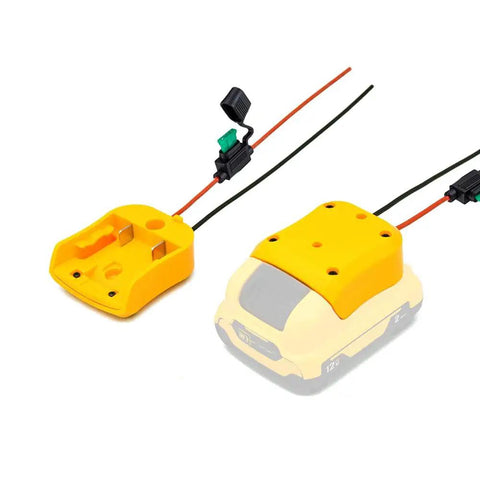 12V Battery Adapter For DeWalt 12V Max With 30A Fuse Copper 14AWG Wire Power Connector shown at two angles