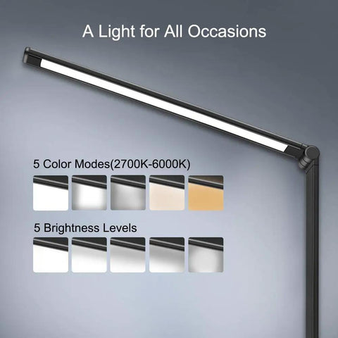 Go-To Multifunctional LED Desk Lamp With USB Charging Port, Five Lighting Modes And Auto Timer, Gentle Eye-Care Office Light