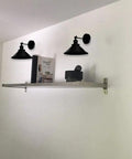 2-Pack Battery-Operated Remote Control Wall Lights above shelf, 55 Lumens Each, Cordless Vintage Black Shell Fixtures