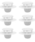 Jauarta Plastic Bathtub Drain Stopper, Effective Hair Trap, set of six drain stoppers, durable white plastic for hair trapping.