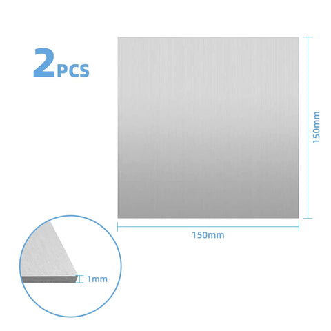 2 Pack 304 Stainless Steel Square Sheets 15x15x1mm Thick For DIY Craft Projects And Metalwork Repair Engraving Punching Drilling Cutting With Protective Film On Both Sides Pro Grade Heavy Duty, 150mm square