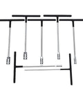 Heavy Duty T Handle Socket Wrench Set for Cars and Bikes, 7 Piece Metric Drive Kit with chrome finish and black grips.