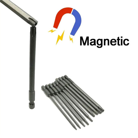 Long Torx Security Driver Bit Set One Quarter Inch Hex Shank 100mm Length T6 Through T40 11 Piece S2 Steel Torx Bits For Drill And Driver Pro Grade Great For Pros And Enthusiasts