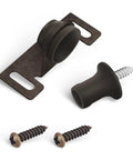 Bulldog Style Cabinet Door Latch With Antique Brown Finish, Right Angle Mount, One And Three Quarter Inch By Three Quarter Inch, RV And Home Use, Heavy Duty Secure Closure, Includes Mounting Hardware, shown with two screws