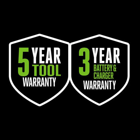 Warranty badge for Cordless Self Propelled Electric Lawn Mower With Select Cut Blades And Touch Drive, 56V 7.5Ah ARC Lithium Battery, Rapid Charger, 60 Minute Run Time, Gas Like Cut With High Efficiency Brushless Motor