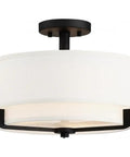 Three Light Semi Flush Mount In Bronze Dark Finish From Frankie Collection, Contemporary Modern Close-To-Ceiling Light Fixture