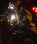 Firefighter using Command Tilt White LED Headlamp For Helmets 100 Lumen Fireproof And Waterproof Lighting at hydrant