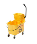 Commercial Side-Press Wringer Mop Bucket On Wheels 35-Quart Yellow Heavy-Duty Floor Cleaning System With Quick-Press Wringer Durable Plastic Build