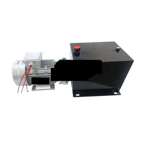 Rock Solid Hydraulic Power Unit Oil Pump Station Double Acting 380 Volt Electric Motor with Brushless Drive side view showing motor and tank.