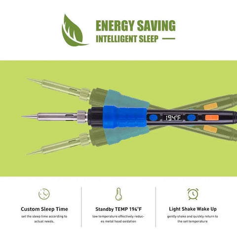 Energy-saving feature of Portable 110V 65W Digital Soldering Iron Kit with adjustable temperature and LED display