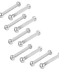 Hex Socket Cap Bolt With Barrel Nut Set, 8mm X 54mm, 10 Pack Metal Fasteners Kit arranged in a diagonal pattern