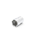 Single socket from 12 Piece 1/4 Inch Drive 6 Point Stubby Metric Socket Set With Low Profile Design, chrome finish visible