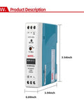 12V DC DIN Rail Power Supply 1.67 Amp 20W AC To DC Converter For Industrial Panels 85 To 264 VAC Input Durable Plug And Play Utility For Control Boxes, compact white-blue module