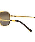 Unisex Caravan Square Sunglasses RB3636 With Polarized Clear Gradient Dark Brown Lenses In Legend Gold Frame, side view.