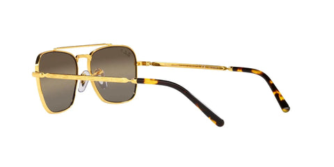 Unisex Caravan Square Sunglasses RB3636 With Polarized Clear Gradient Dark Brown Lenses In Legend Gold Frame, side view.
