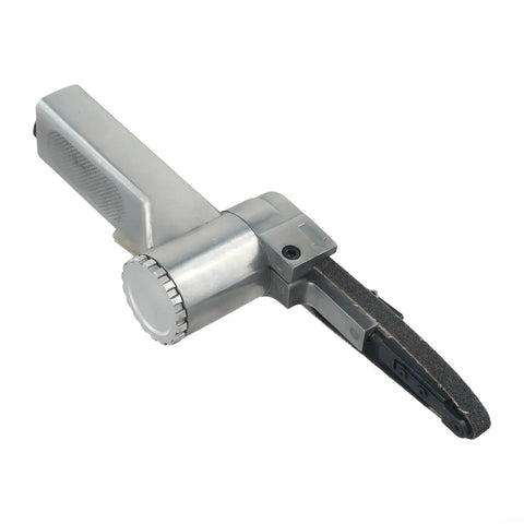 Heavy Lifting Pneumatic Air Belt Sander And Grinder With 10X330MM Platform side view showcasing metal construction and sanding pad.