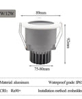 Heavy Hitter IP65 Waterproof LED Recessed Downlight Baffle Trim Set Of Five Solid Anti Glare COB Spotlights shown from the side, with dimensions.